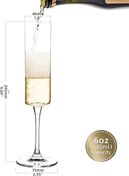 Champagne Flutes, 6oz Edge Champagne Glasses Set of 12 with Long Stem - Sparkling Wine Glasses & ... | Amazon (US)