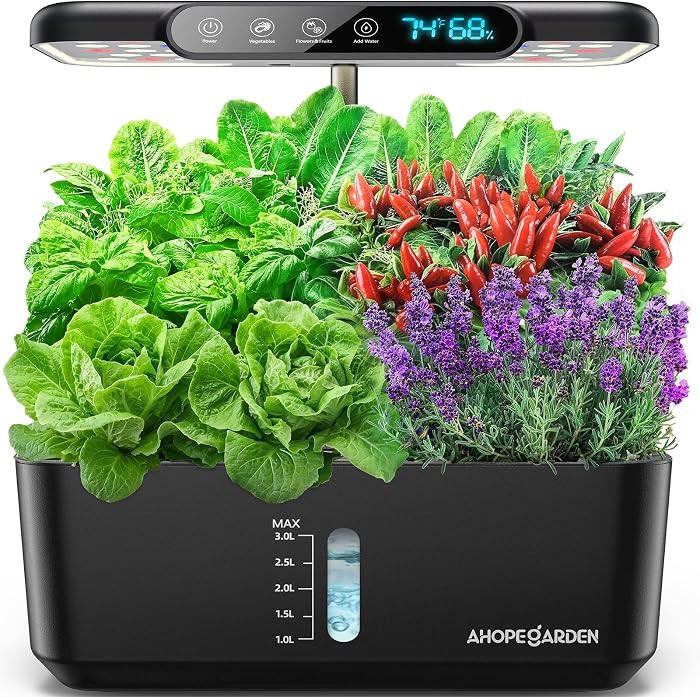 Hydroponics Growing System : Temp & Humidity LCD 10 Pods Black | Amazon (US)