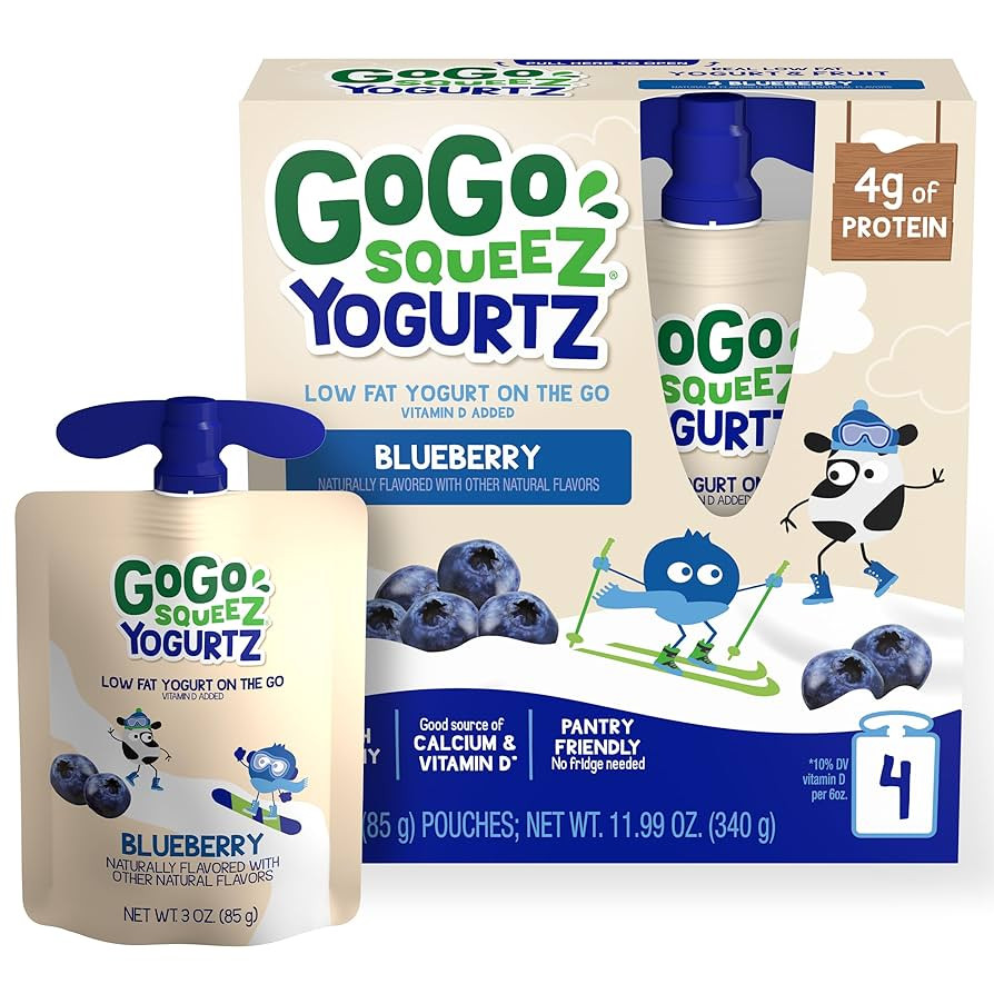 GoGo squeeZ yogurtZ Blueberry, 3 oz. (4 Pouches) - Kids Snacks Made from Real Yogurt Fruit - Pant... | Amazon (US)