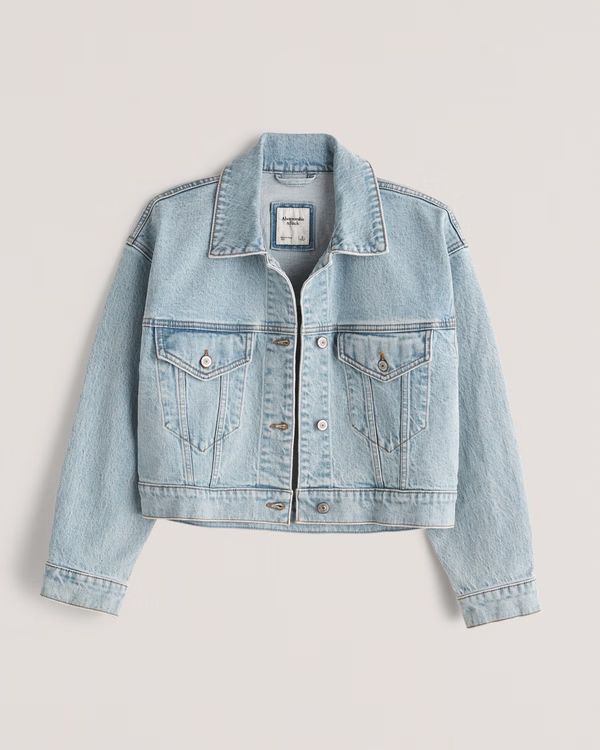 Cropped Boxy Denim Jacket | Abercrombie & Fitch (US)