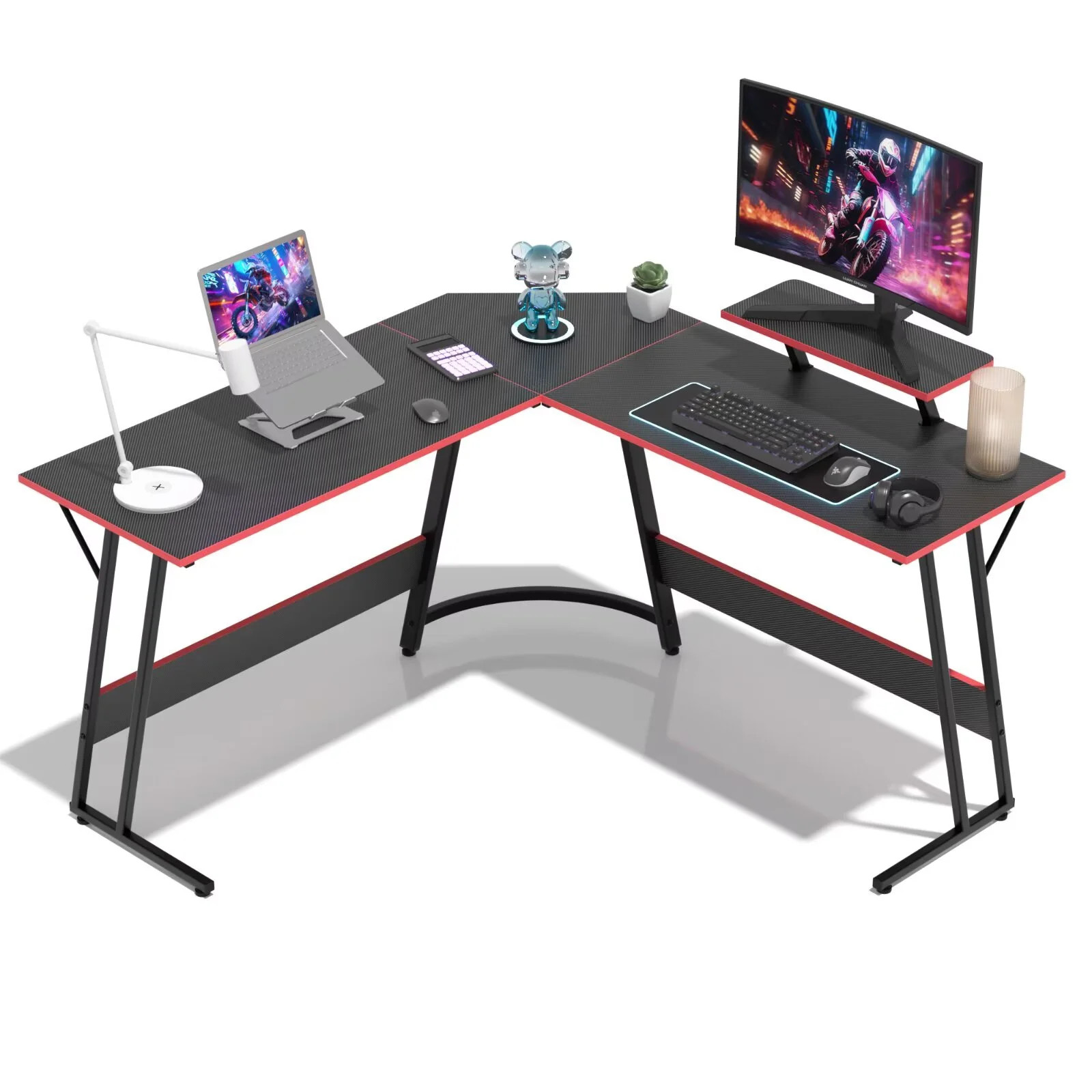 YRLLENSDAN 50 Inch L shaped Corner Gaming Desk, Adjustable Computer Desk with Large Desktop, Home... | Walmart (US)