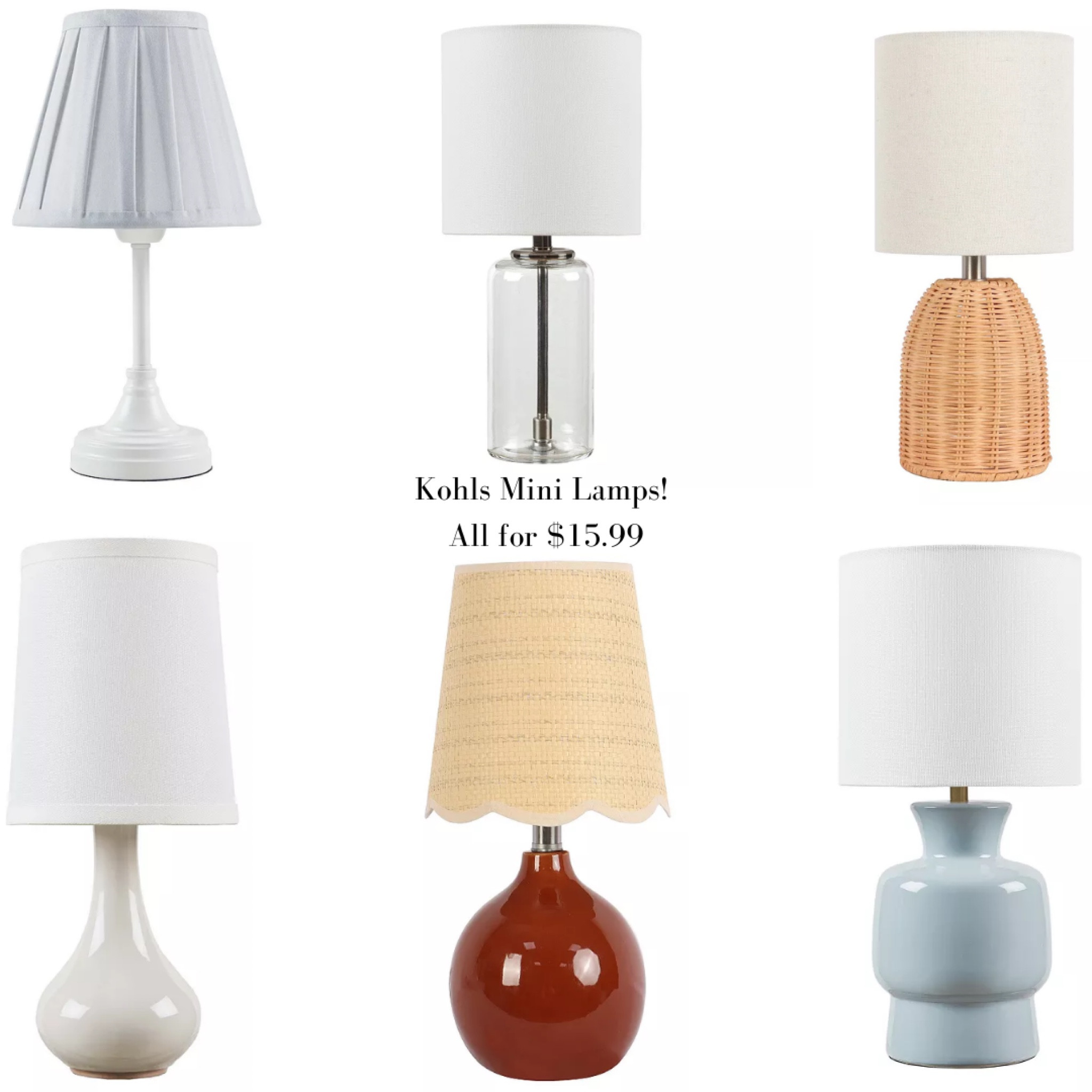 $15.99 mini lamps! Perfect for kitchens, bathrooms, hallways, and buffets!