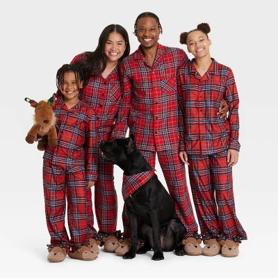 Women's Plaid Cotton Ribbed Holiday Matching Family Pajama Shirt - Wondershop™ Red | Target