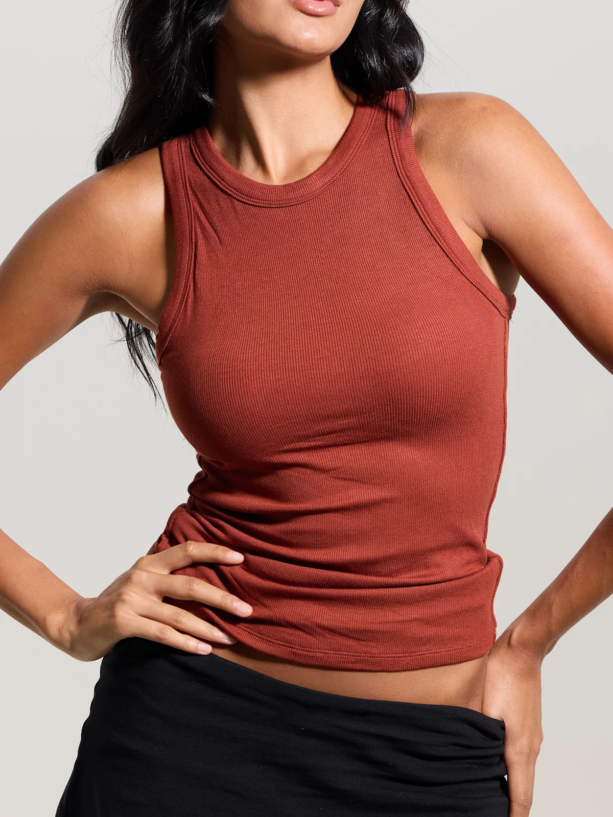 Chunky Binding Ribbed High Neck Brami (Full Length) | Klassy