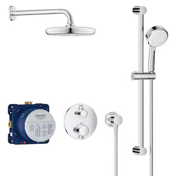 GROHE Grohtherm Starlight Chrome 2-handle Single Function Round Shower Set Faucet Valve Included | Lowe's