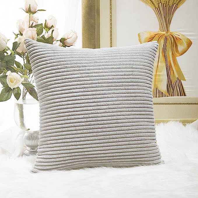 Home Brilliant Striped Soft Velvet Corduroy European Throw Pillow Sham for Sofa Couch Bench, 26 i... | Amazon (US)