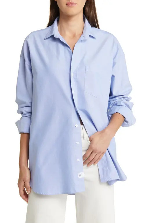 Frank & Eileen Shirley Stripe Oversize Button-Up Shirt in Blue at Nordstrom, Size Medium | Nordstrom