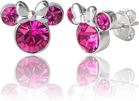 Disney Womens Minnie Mouse Birthstone Stud Earrings - Minnie Mouse Earrings - Birthstone Jewelry ... | Amazon (US)