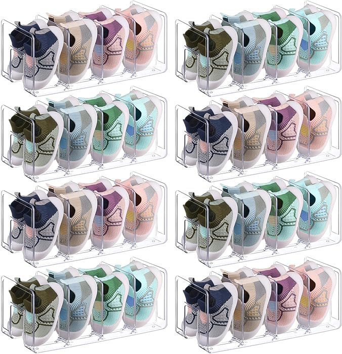 8 Pack Clear Acrylic Kids Shoe Rack, 4 Sections Acrylic Transparent Simple Shoe Rack Toddler Baby... | Amazon (US)
