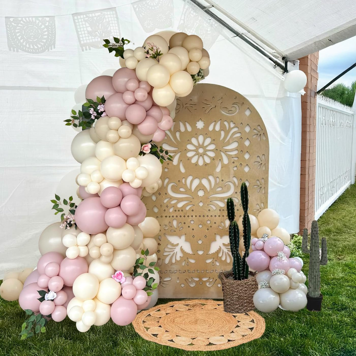 Baby in Bloom Balloon Arch Kit 136Pcs Dusty Pink Beige and Sand White Balloons for baby in bloom ... | Amazon (US)