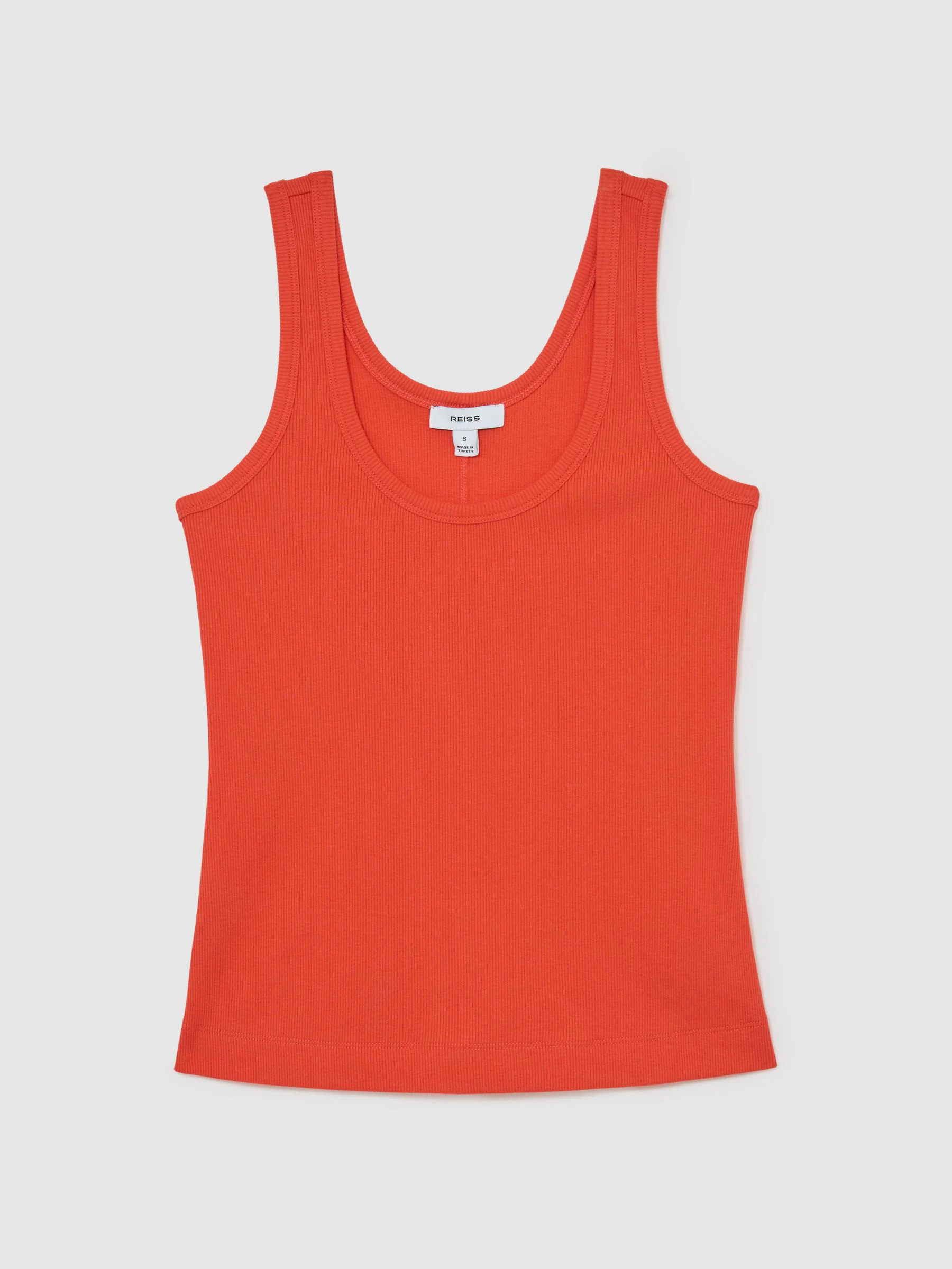 Reiss Reiss Coral Pink Violet Stretch-Cotton Ribbed Vest | Next US