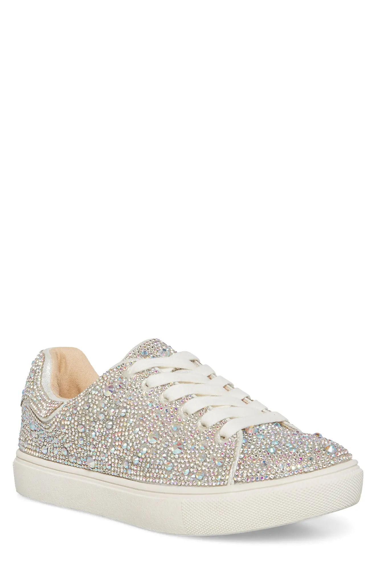 Betsey Johnson Sidny Crystal Sneaker in Rhinestone at Nordstrom, Size 2 M | Nordstrom