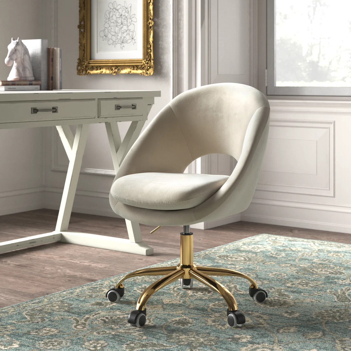 Louise Velvet Modern Task Chair with Ergonomic Design | Wayfair North America