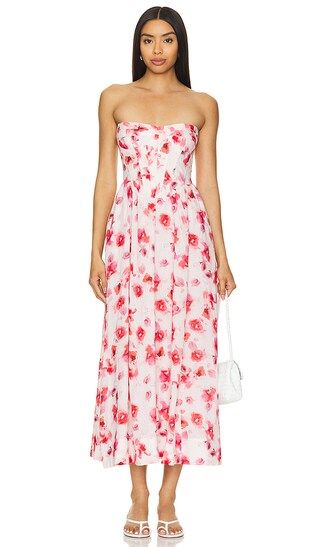 Lola Midi Dress in Hot Pink Floral | Revolve Clothing (Global)