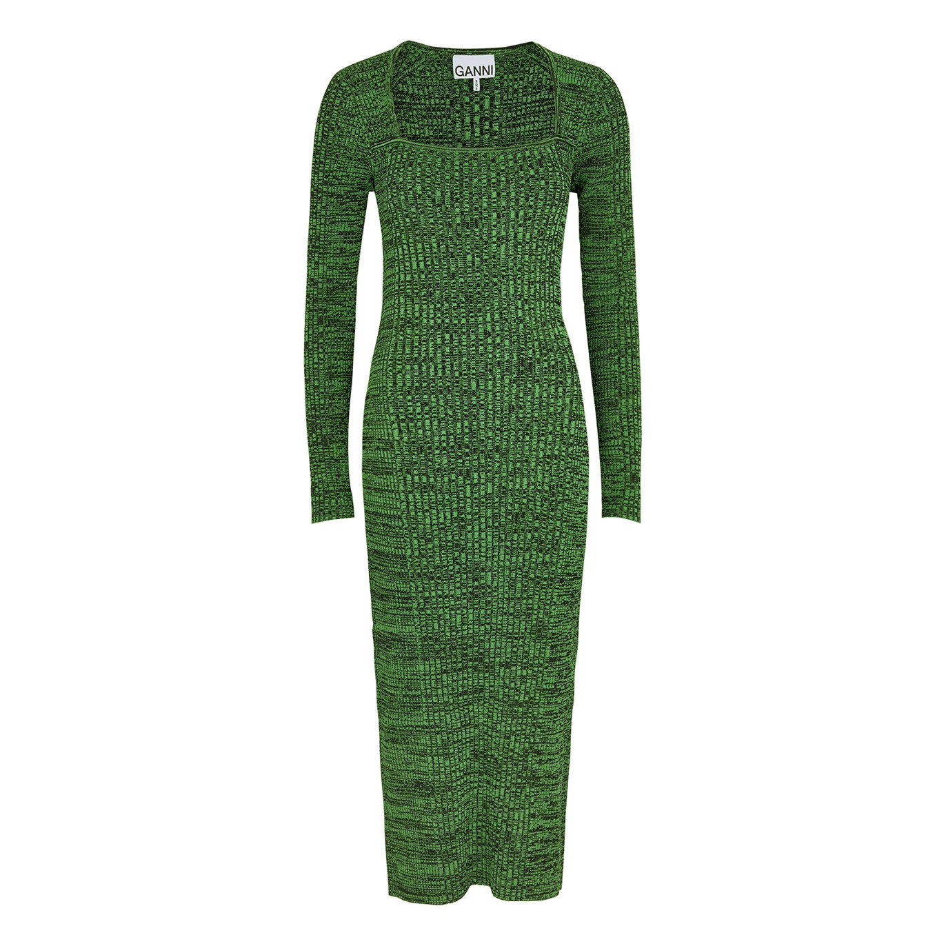 Ganni Space-dyed Ribbed-knit Midi Dress - Green - S | Harvey Nichols (Global)
