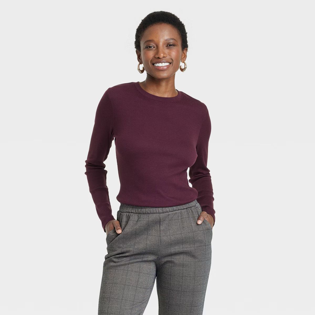 Women's Long Sleeve Ribbed T-Shirt - A New Day™ | Target