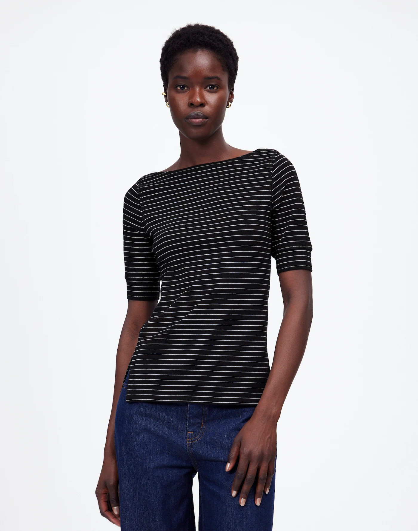 Ribbed Boatneck Tee in Stripe | Madewell