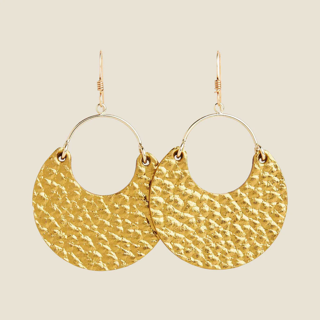 Hammered Gold Ninas | Nickel and Suede