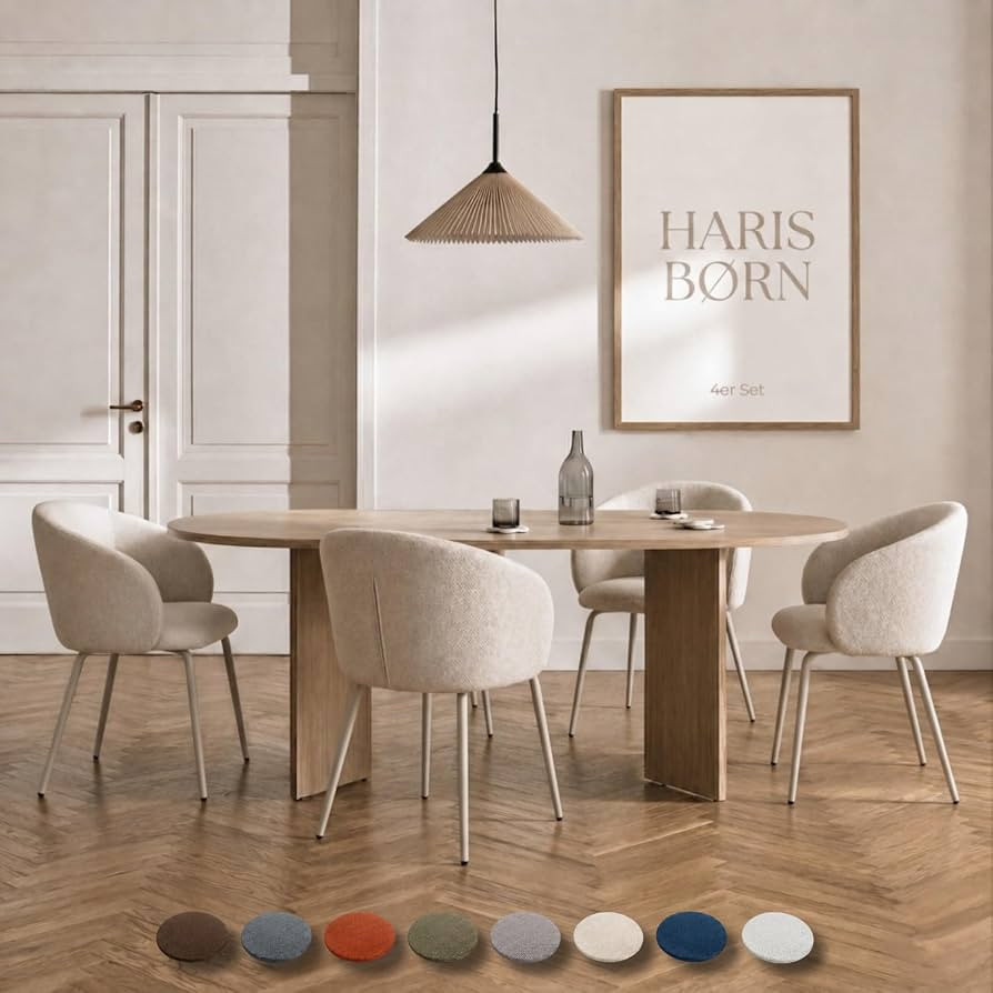 Esszimmerst\u00fchle (4er Set) Beige mit Grauem-Gestell - Bequeme Polster Esszimmerst\u00fchle mi... | Amazon (DE)