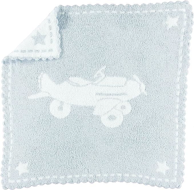 Barefoot Dreams CozyChic Scalloped Baby Receiving Blanket - Blue & White 30x 32,B551 | Amazon (US)