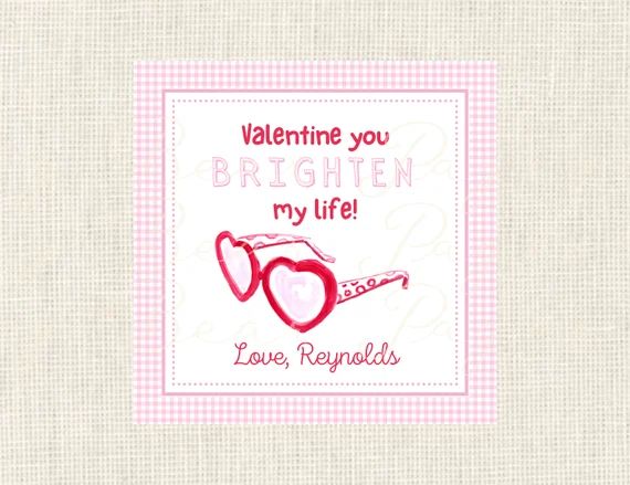 Valentine Class Tags or Stickers / Sunglasses, Watercolor, Printed / Set of 25 | Etsy (US)