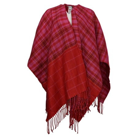 Isaac Mizrahi Live! Mixed Plaid Reversible Ruana Red Scarf A386184 | Walmart (US)