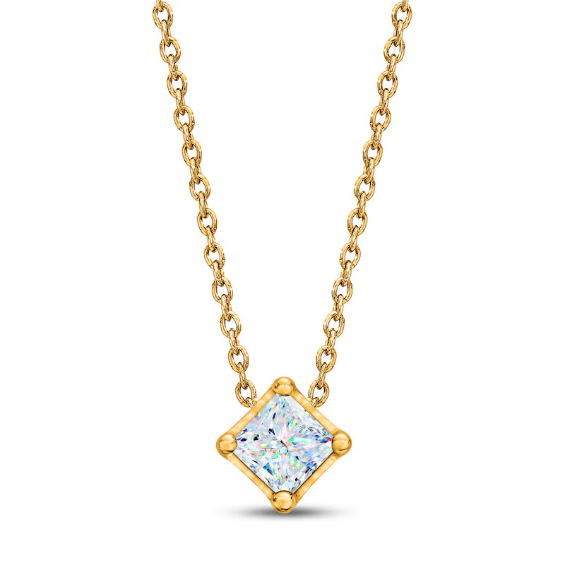 THE LEO First Light Diamond Solitaire Necklace 1/4 carat Princess 14K Yellow Gold 19" (I1/I)... | Jared Jewelers