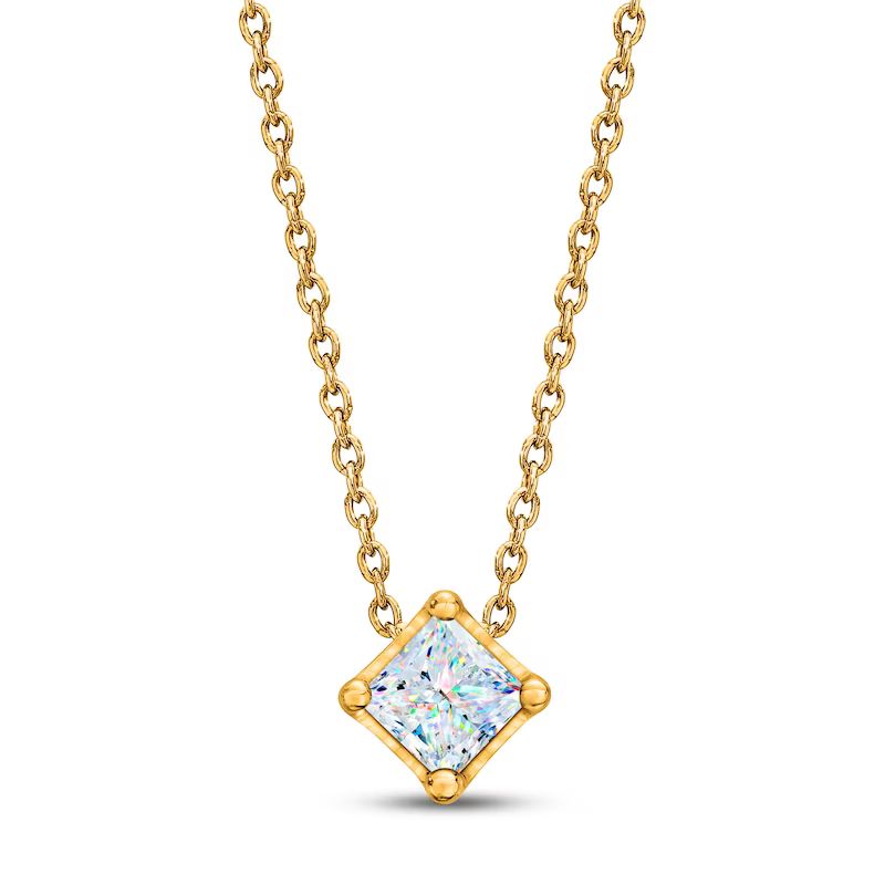 THE LEO First Light Diamond Solitaire Necklace 1/4 carat Princess 14K Yellow Gold 19&quot; (I1/I)... | Jared the Galleria of Jewelry