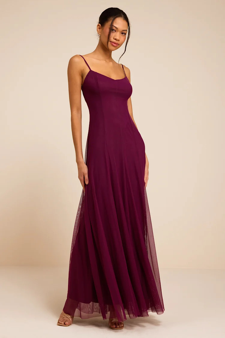 Atori Plum Mesh Sleeveless Maxi Dress | Lulus