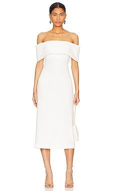 L'Academie Cohen Midi Dress in White from Revolve.com | Revolve Clothing (Global)