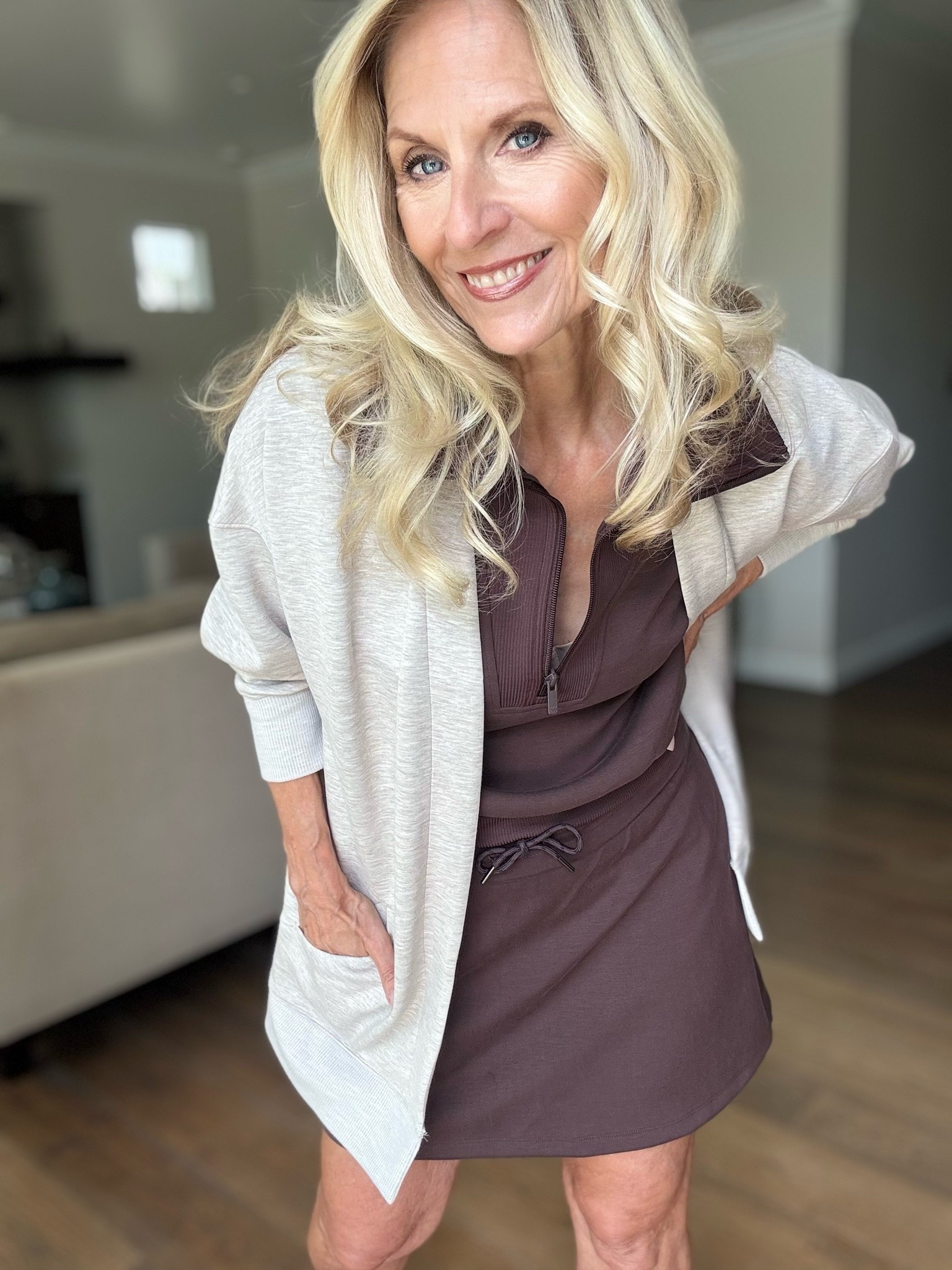 Now here’s a summer outfit that took me by surprise.

The matching half-zip pullover top and knit skort are just so good together but look how chic the cardigan looks on top for when it gets cooler! This outfit is just so good! Not to mention the darling jelly sandals. ( I went down a full size.)

All one stop shopping!

#LTKootd #LTKOver40