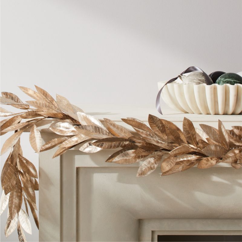 Faux Champagne Bay Leaf Garland 84" | CB2 | CB2