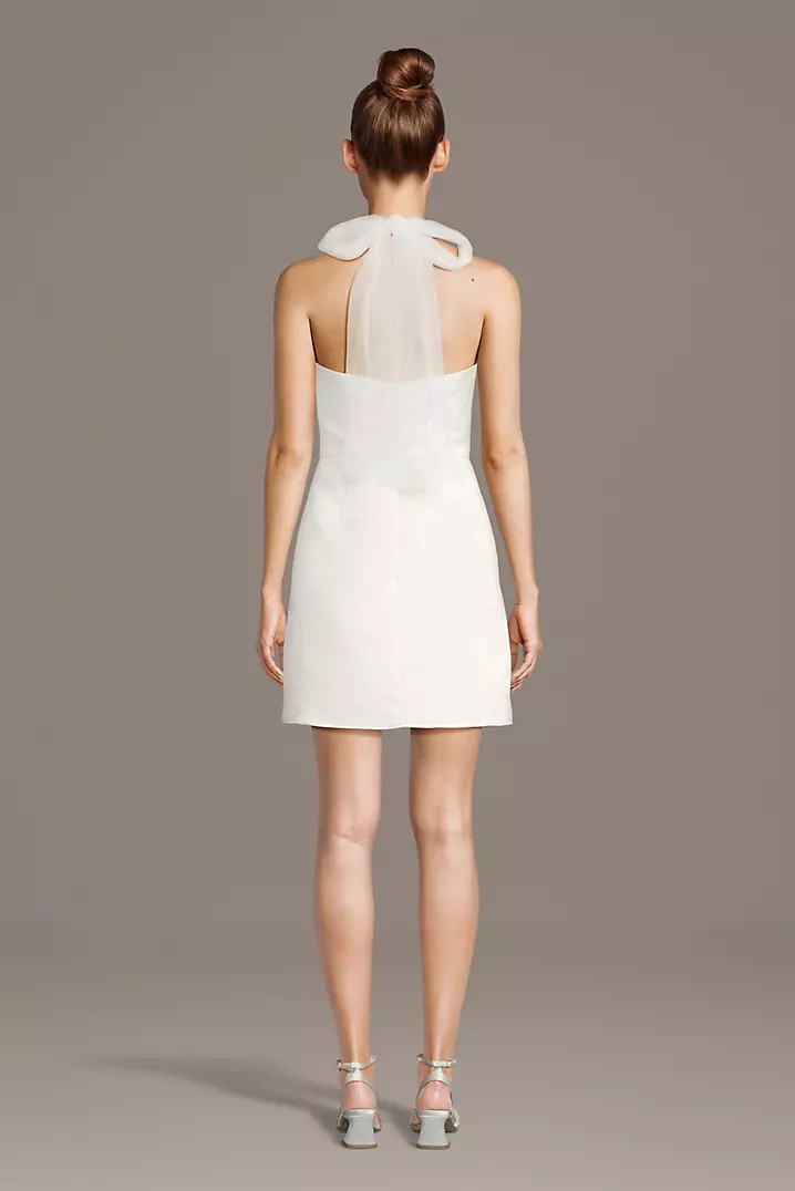 Tulle Halter Satin Mini Dress | David's Bridal