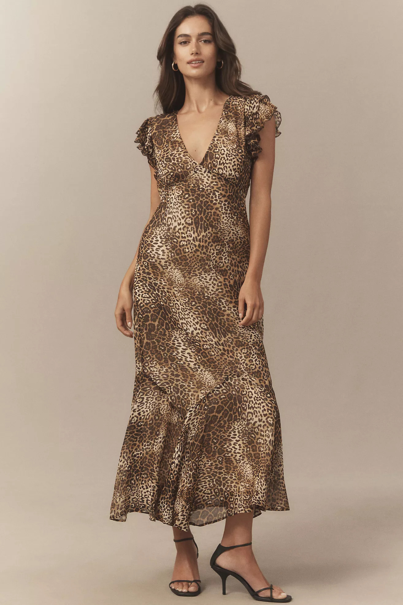 BHLDN Flutter-Sleeve Plunge Maxi Dress | Anthropologie (US)