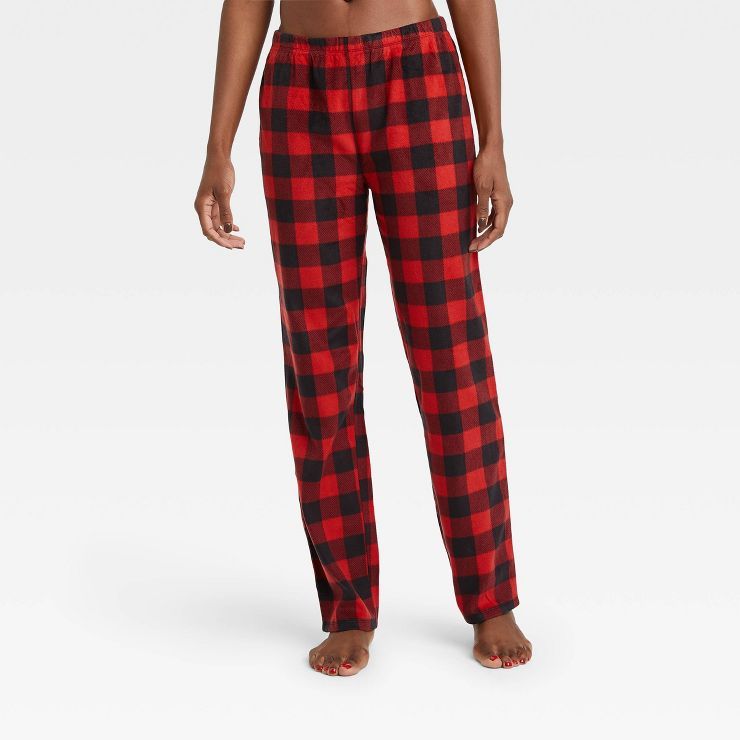 Women's Holiday Buffalo Check Plaid Fleece Matching Family Pajama Pants - Wondershop™ Red | Target