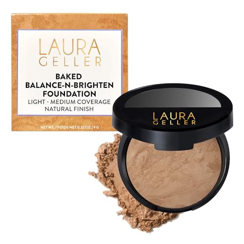 LAURA GELLER NEW YORK Award-Winning Baked Balance-n-Brighten Color Correcting Powder Foundation – Handmade in Italy – Buildable Coverage, Matte Finish – For Mature & Sensitive Skin – 05 Golden Medium | Amazon (US)