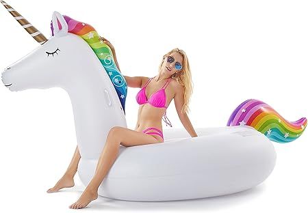 Jasonwell Giant Inflatable Unicorn Pool Float Floatie Ride On with Fast Valves Large Rideable Blo... | Amazon (US)