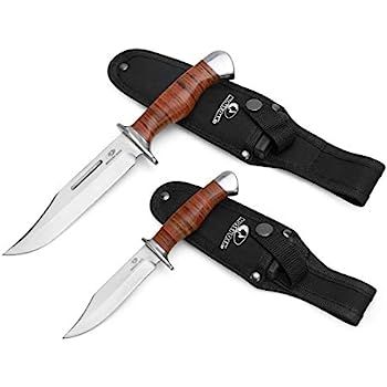MOSSY OAK 2-pieces Bowie Knife Fixed Blade Hunting Knives with Leather Handle | Amazon (US)