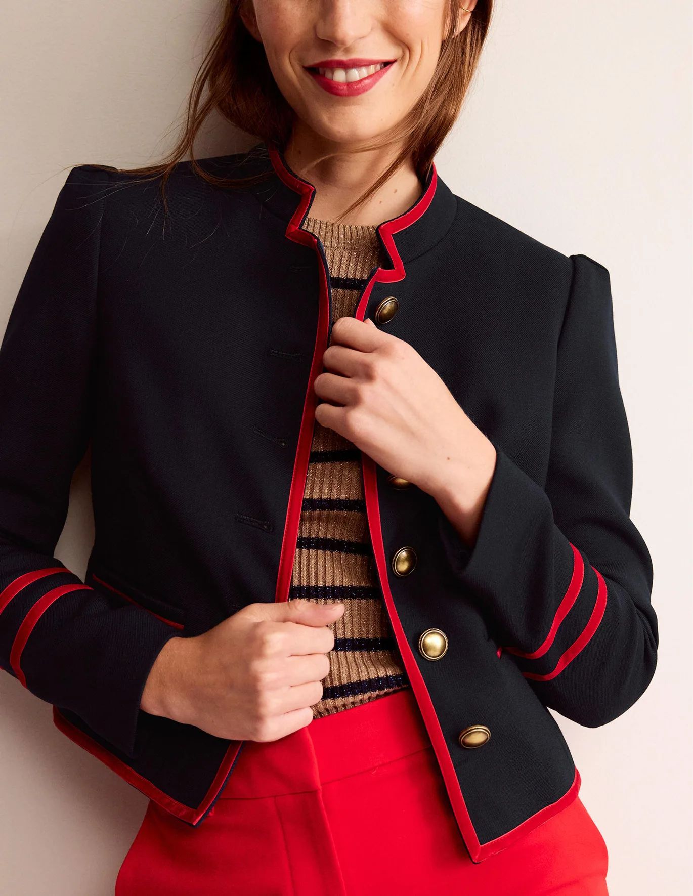 French Navy,Red Trim | Boden (UK & IE)