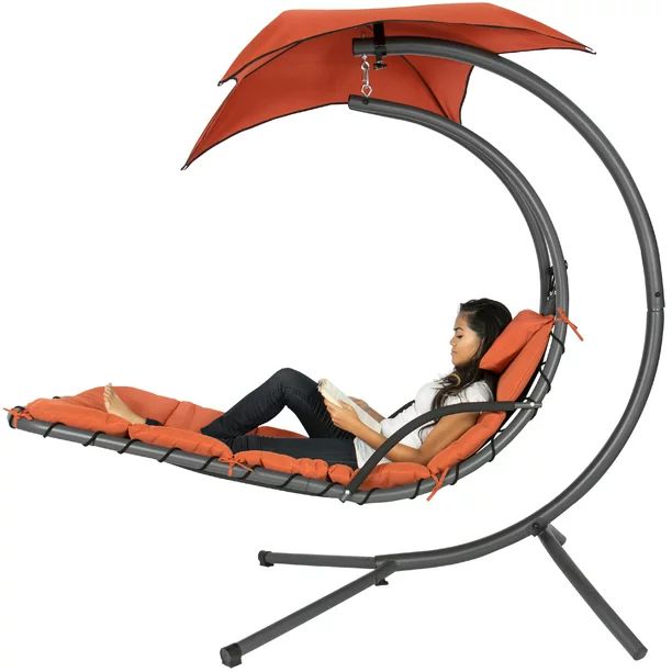 Best Choice Products Hanging Curved Chaise Lounge Chair Swing for Backyard, Patio w/ Pillow, Cano... | Walmart (US)
