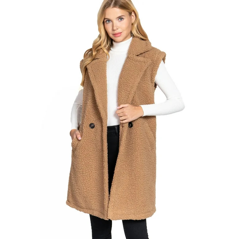ShezPretty Women's Warm & Soft Faux Fur Long Teddy Vest (Medium, KHAKI) - Walmart.com | Walmart (US)