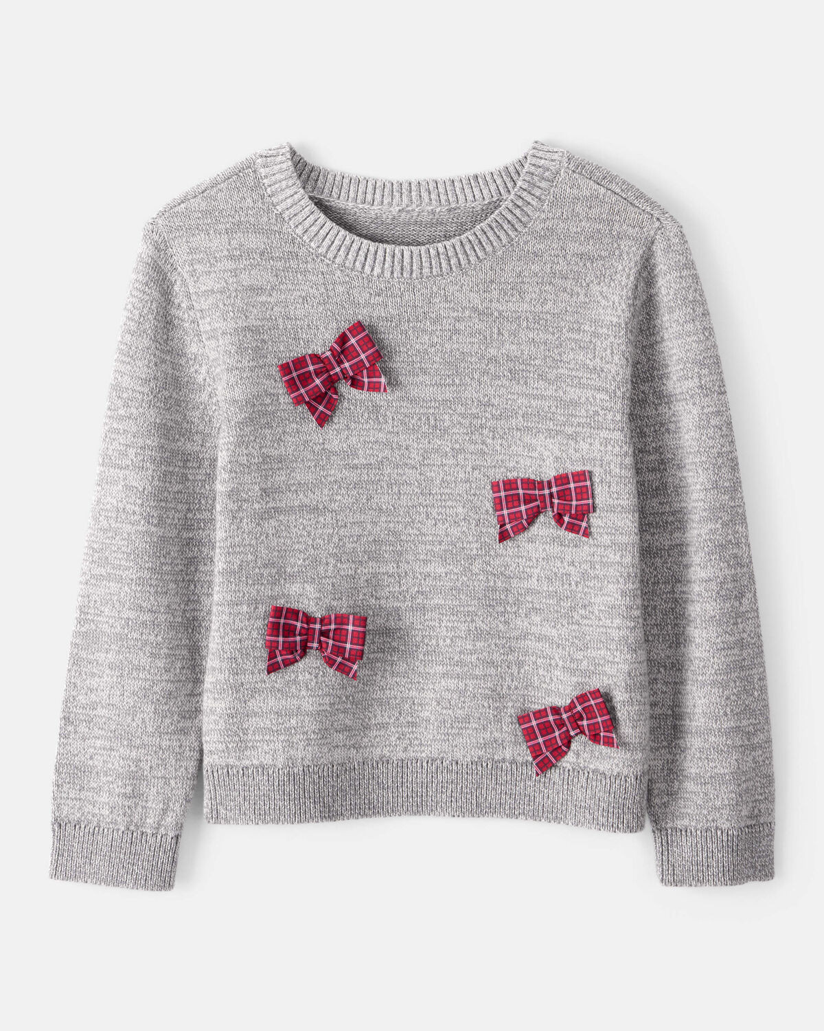 Toddler Girl Bow Cotton Long-Sleeve Sweater - Grey | Carter's Inc