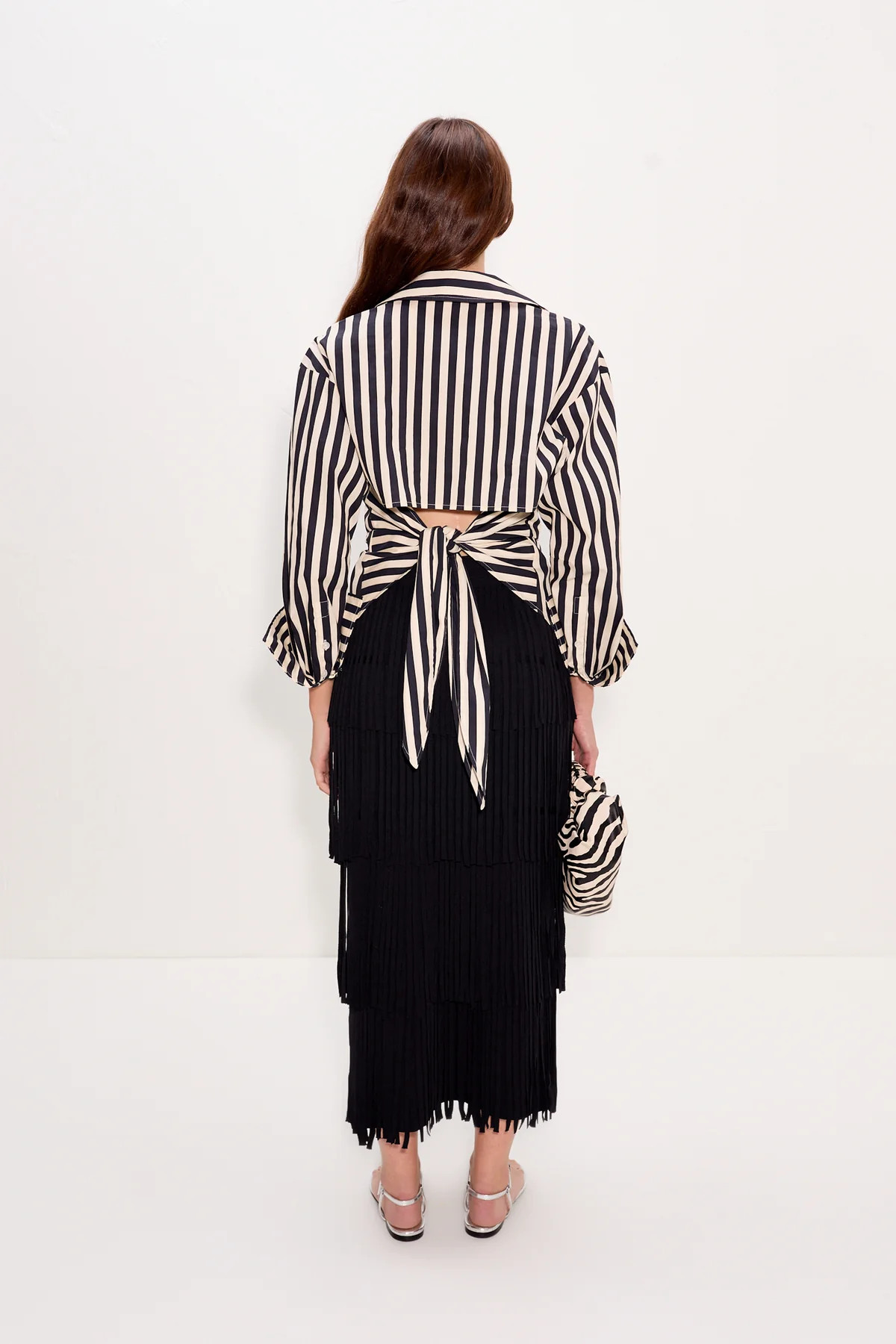 Loch Striped Poplin Button Up in Black/White Stripe | SIMONMILLER | Simon Miller