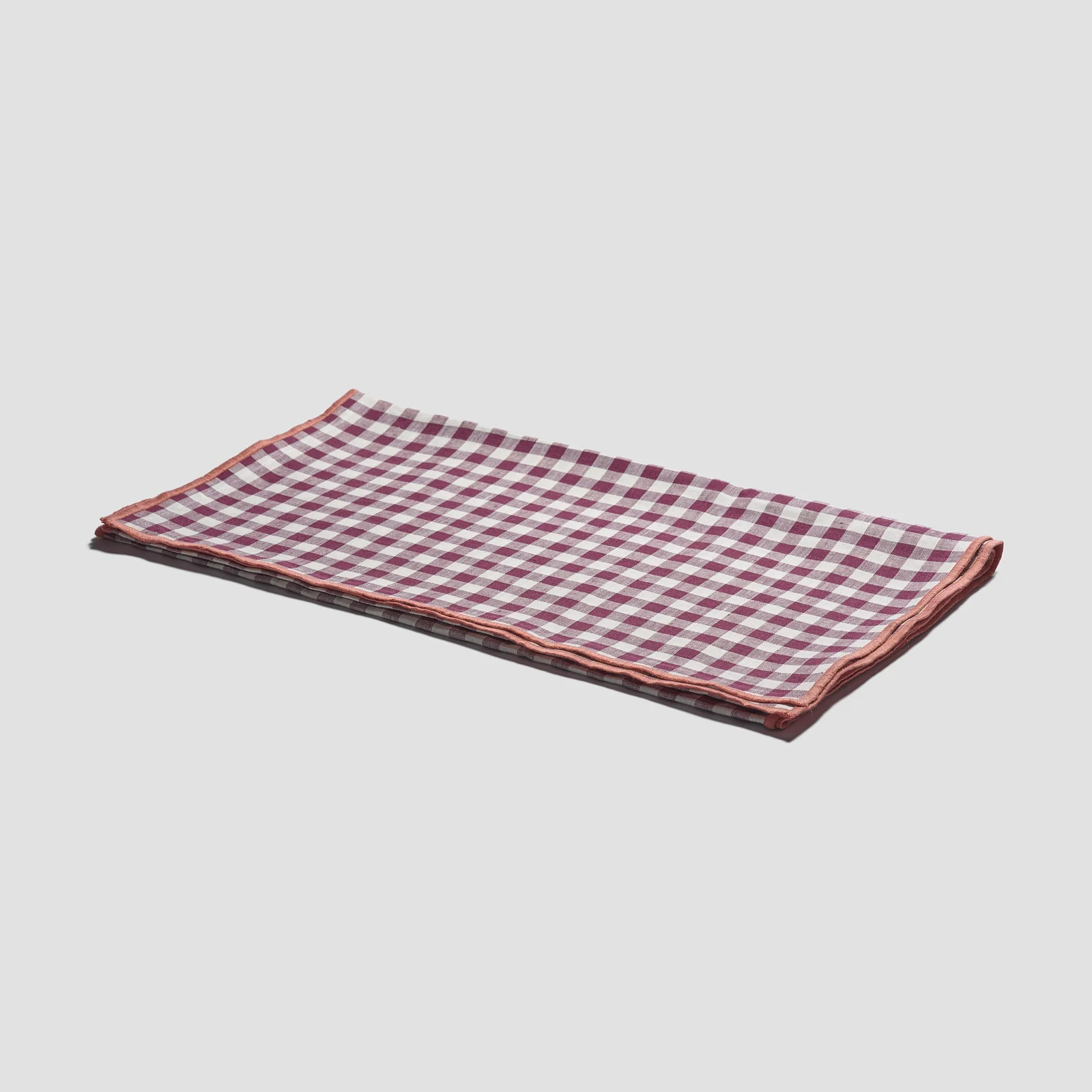 Berry Gingham Linen Table Runner | Piglet