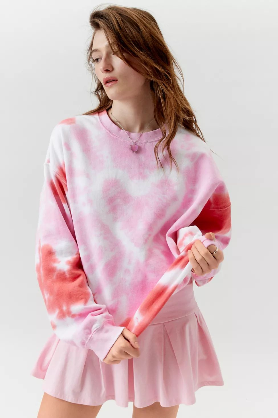 Urban Renewal Remade Heart Tie-Dye Crew Neck Sweatshirt | Urban Outfitters (US and RoW)