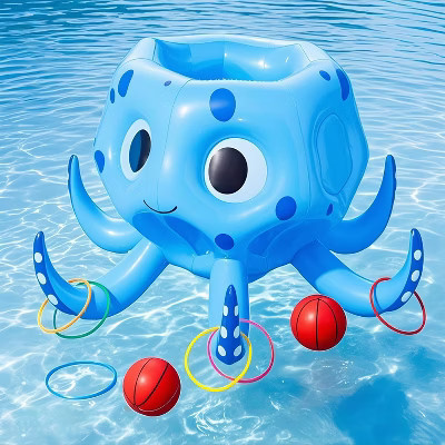 Joyfy Inflatable Pool Toys, Basketball Hoop Ring Octopus Toss Game Set,  Floating Swimming Pool Games, Inflatable Float Water Game for Kids Adults | Target
