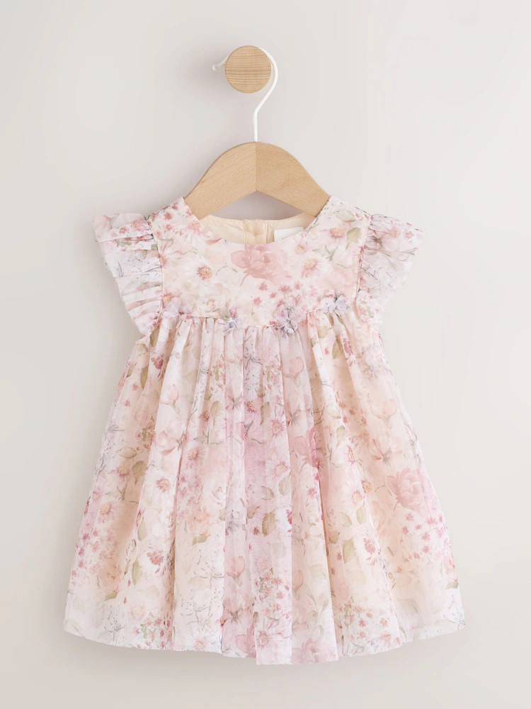 Pink Floral Baby Mesh Dress (0mths-2yrs) | Next US