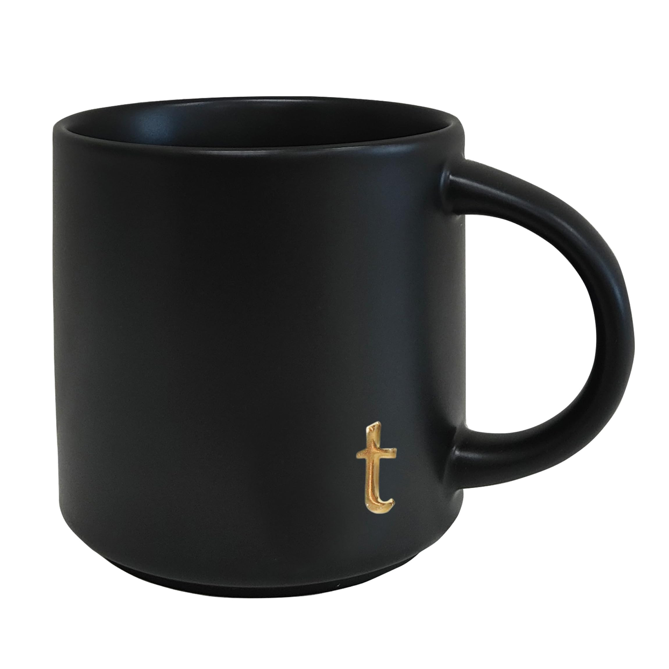 COLLECTIVE HOME - Black Monogram Ceramic Mugs, 15 oz Golden Initial Coffee Cups, Elegant Alphabet... | Amazon (US)