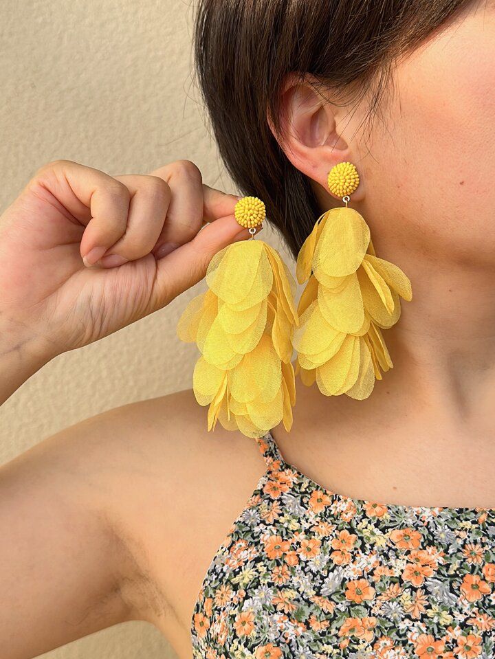 2pcs Oval Drop Earrings | SHEIN