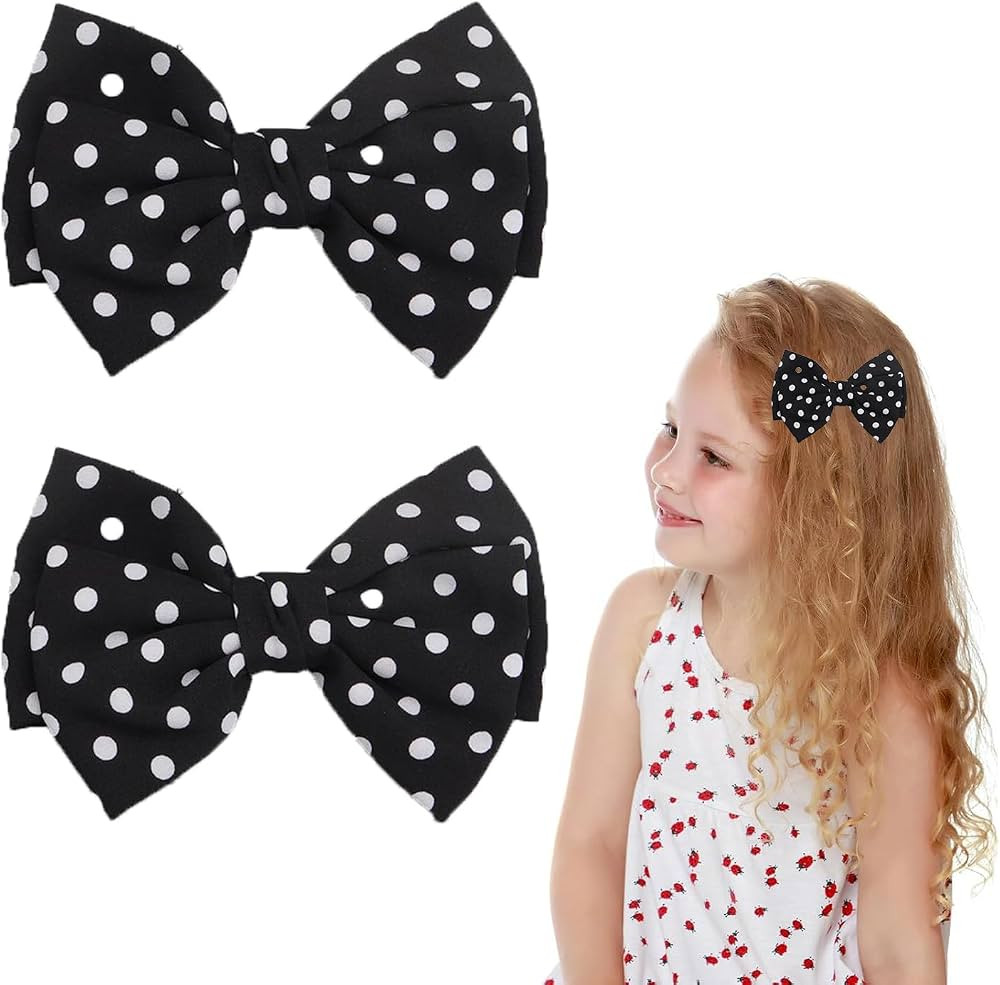 Polka Dot Bow Hair Clips - Handmade Duckbill Fabric Bow Hair Barrettes Clips French Spotted Bowkn... | Amazon (US)